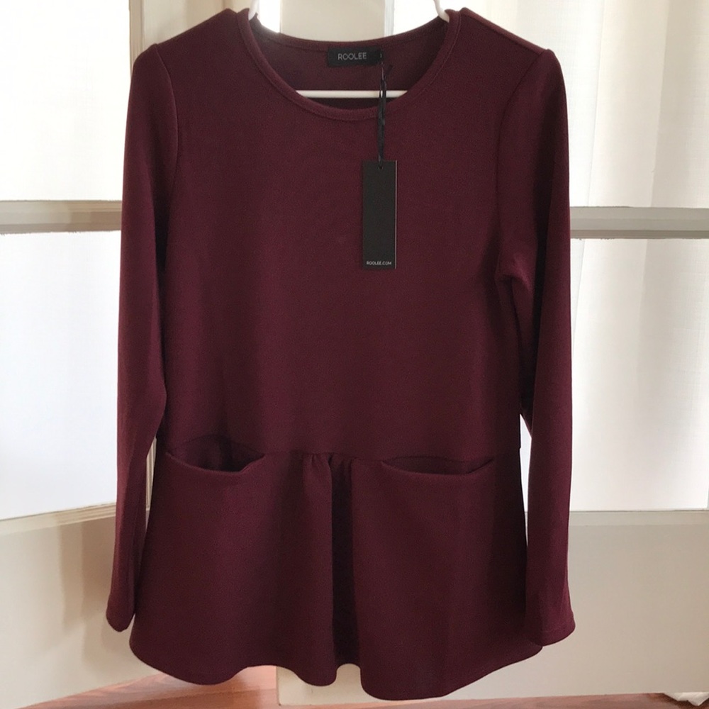 Roolee burgundy peplum top